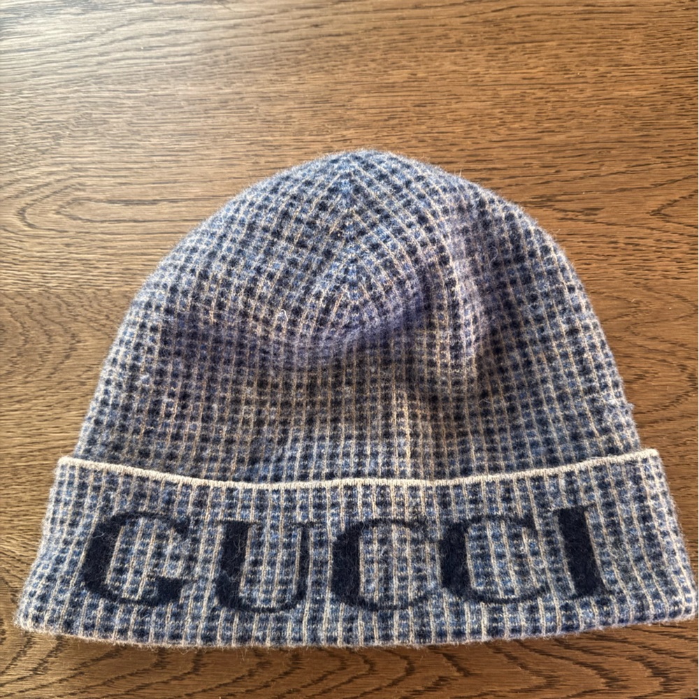 Gucci Blue and Gray Knit Hat
